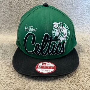 Boston Celtics Snapback Hat Medium Large Green Black NBA Hardwood Classics